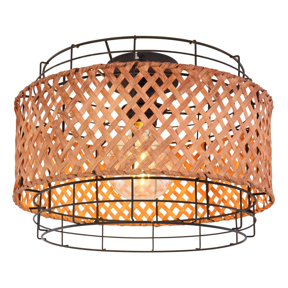 Globo GINA Deckenleuchte Holz dunkel, Schwarz, 1-flammig main product photo