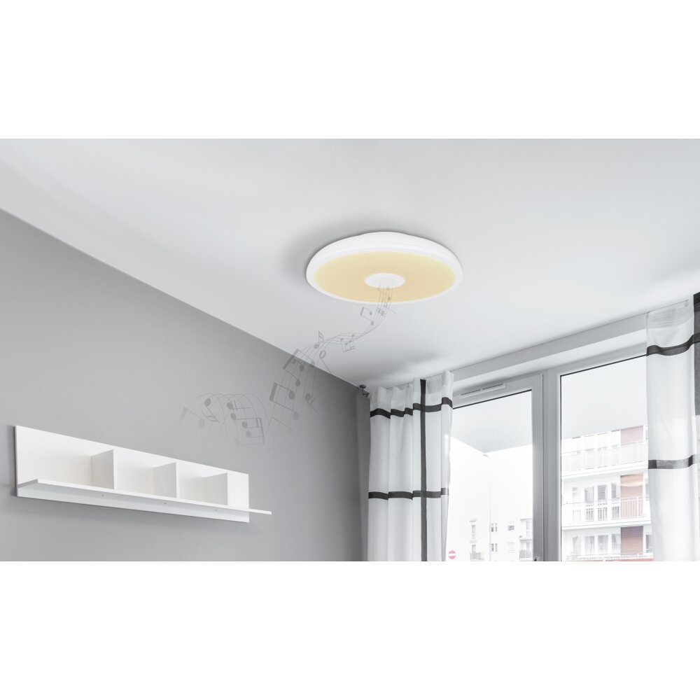 Globo RAFFY Deckenleuchte LED Schwarz, Weiß, 1-flammig, Fernbedienung, Farbwechsler main product photo
