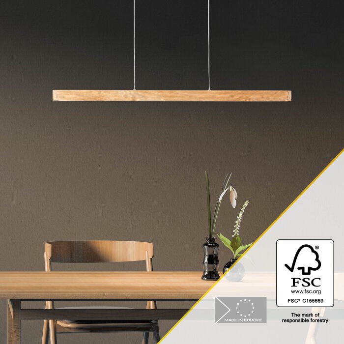 Brilliant Ainara Pendelleuchte LED Holz hell, Schwarz, 1-flammig Brilliant Ainara Pendelleuchte LED Holz hell, Schwarz, 1-flammig