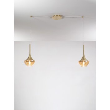 Fabas Luce Apollo Pendelleuchte Messing, 2-flammig