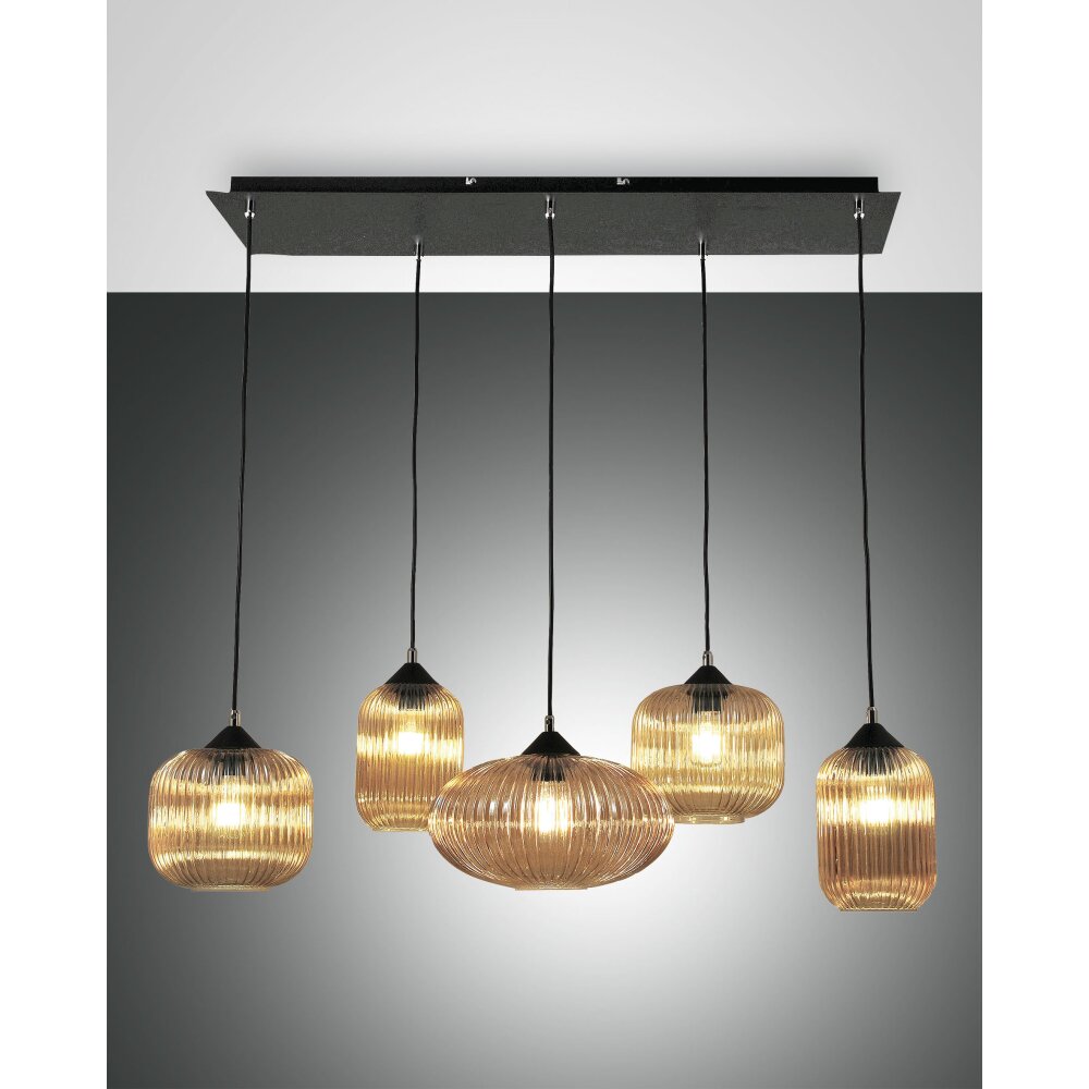 Fabas Luce Gillis Pendelleuchte Schwarz, 5-flammig