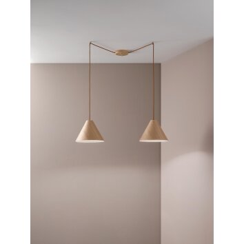 Fabas Luce Esino Pendelleuchte Holz hell, 2-flammig