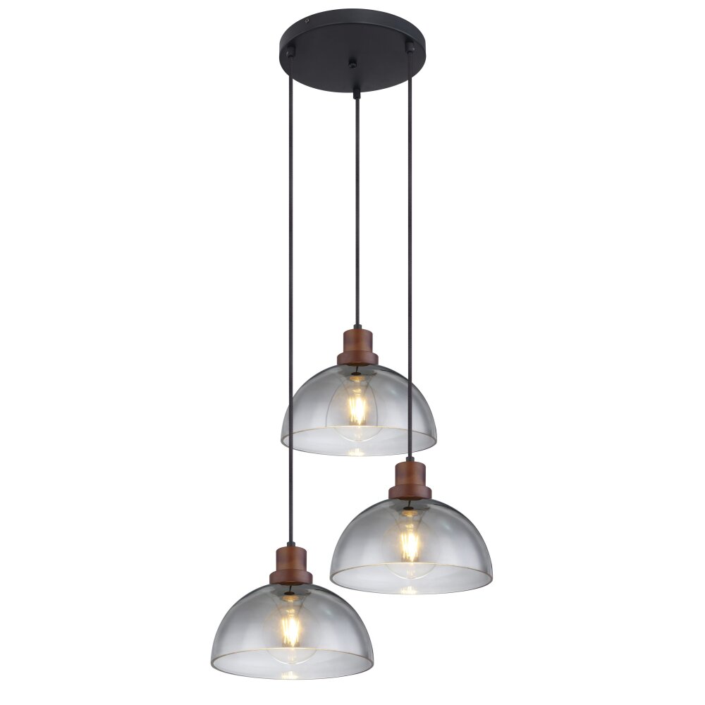 Globo SALSA Hängeleuchte Holz dunkel, Schwarz, 3-flammig main product photo