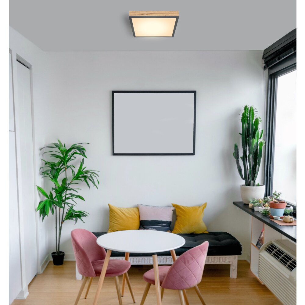 Globo DORO Deckenpanel LED Holzoptik, Schwarz, 1-flammig main product photo