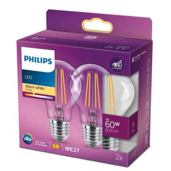 Philips 2er Set LED E27 7 Watt 2700 Kelvin 806 Lumen
