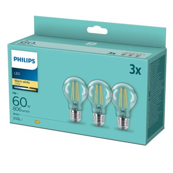 Philips 3er Set LED E27 7 Watt 2700 Kelvin 806 Lumen