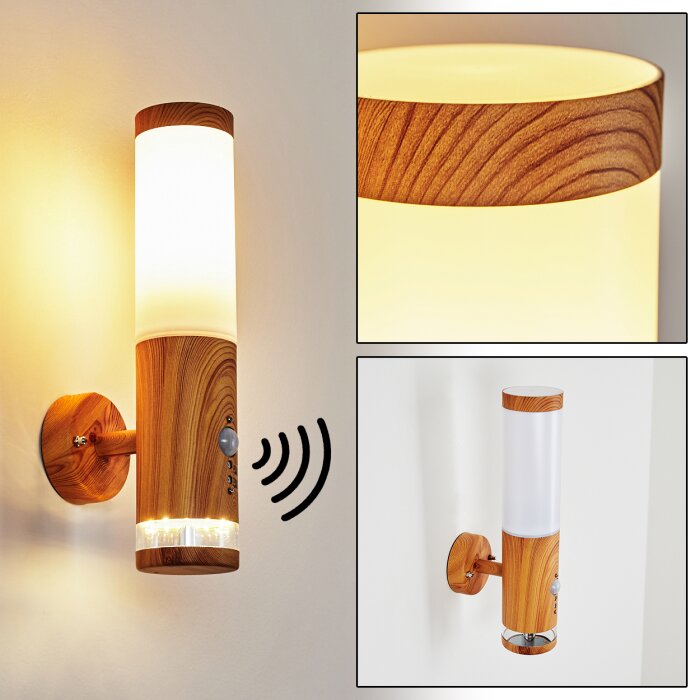 Tenvik Außenwandleuchte LED Braun, Holzoptik, 2-flammig, Bewegungsmelder Tenvik Außenwandleuchte LED Braun, Holzoptik, 2-flammig, Bewegungsmelder