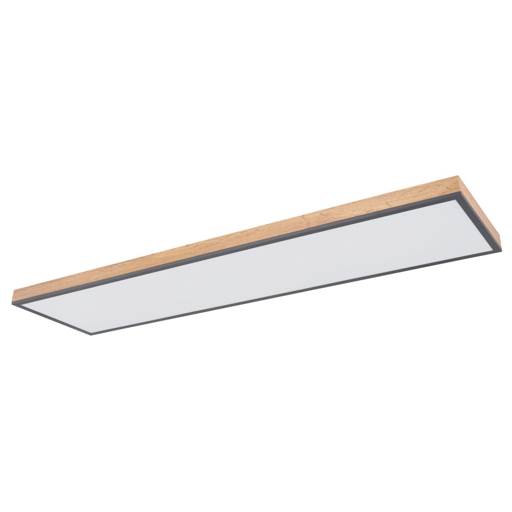 Globo DORO Deckenpanel LED Holzoptik, Schwarz, 1-flammig, Fernbedienung