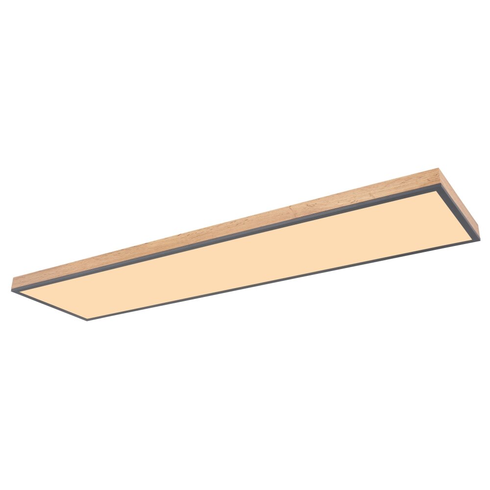 Globo DORO Deckenpanel LED Holzoptik, Schwarz, 1-flammig, Fernbedienung