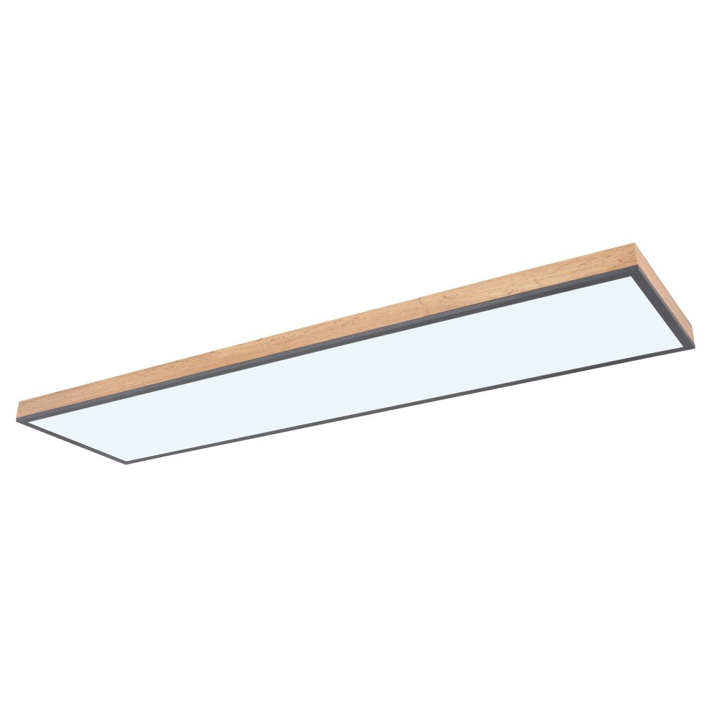 Globo DORO Deckenpanel LED Holzoptik, Schwarz, 1-flammig, Fernbedienung
