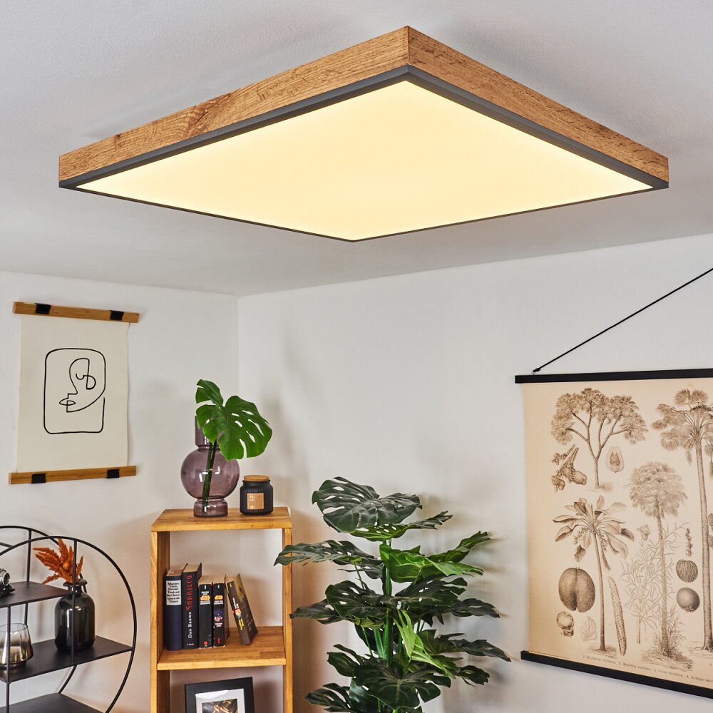 Salmi Deckenpanel LED Holzoptik, Schwarz, Weiß, 1-flammig main product photo