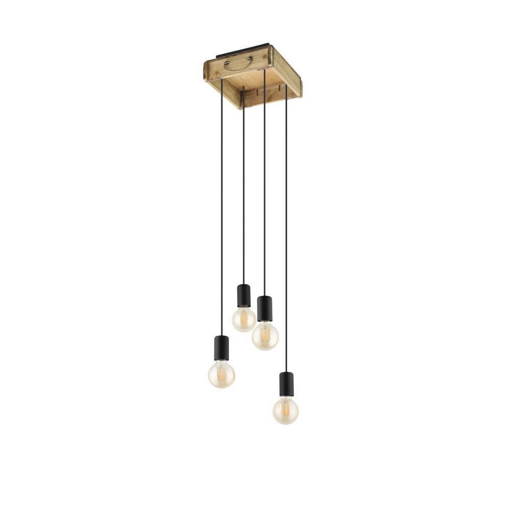 Eglo Leuchten WOOTTON Pendelleuchte Braun, Schwarz, 4-flammig main product photo