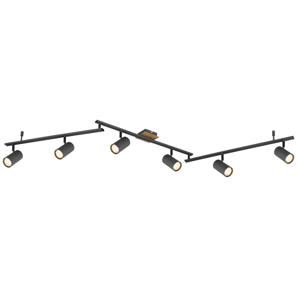 Globo ROBBY Deckenleuchte Holz dunkel, Schwarz, 6-flammig main product photo