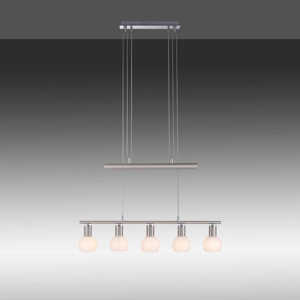 Leuchten Direkt BENEDIKT Pendelleuchte Stahl gebürstet, 5-flammig main product photo