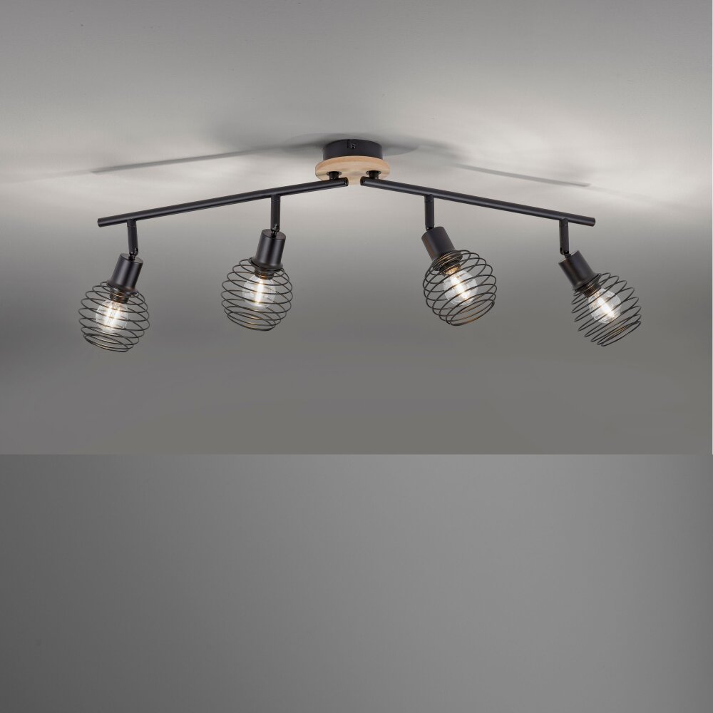 Leuchten Direkt EUGEN Deckenleuchte Naturfarben, Schwarz, 4-flammig main product photo