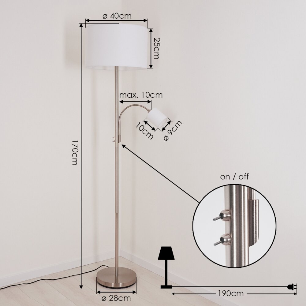 Vezza Stehleuchte Nickel-Matt, 2-flammig