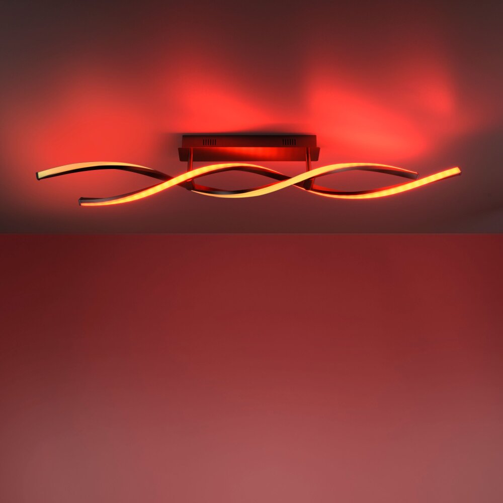 Leuchten Direkt LOLAsmart-SWING Deckenleuchte LED Stahl gebürstet, 2-flammig, Fernbedienung, Farbwechsler