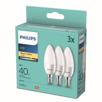 Philips LED E14 5 Watt 2700 Kelvin 470 Lumen 3er Set