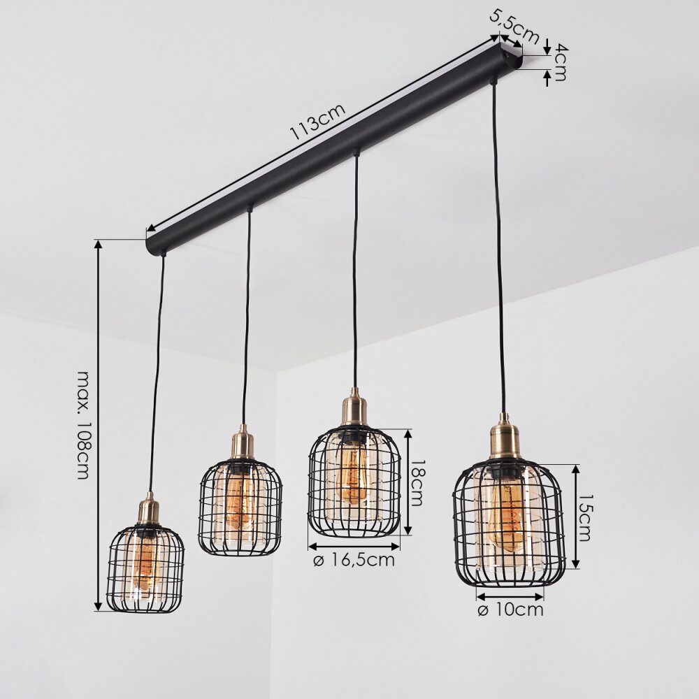 Kiubneko Pendelleuchte Schwarz, 4-flammig