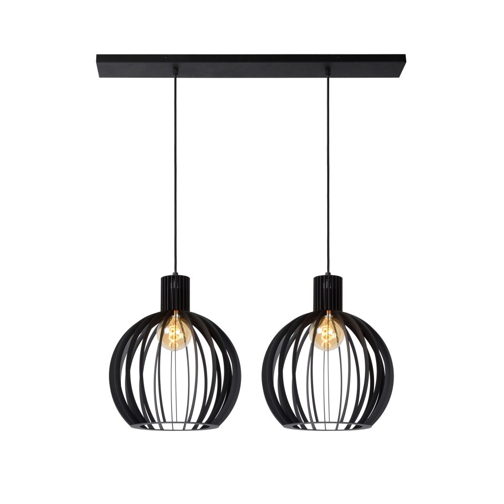 Lucide MIKAELA Pendelleuchte Schwarz, 2-flammig main product photo