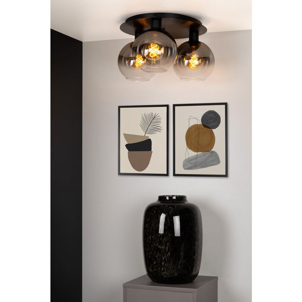 Lucide MARIUS Deckenleuchte Schwarz, 3-flammig main product photo