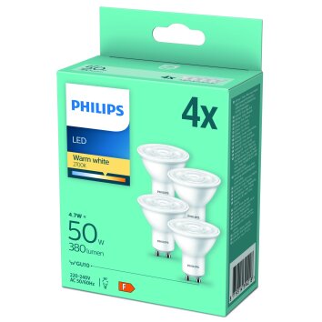 Philips LED GU10 4,7 Watt 2700 Kelvin 345 Lumen 4er Set