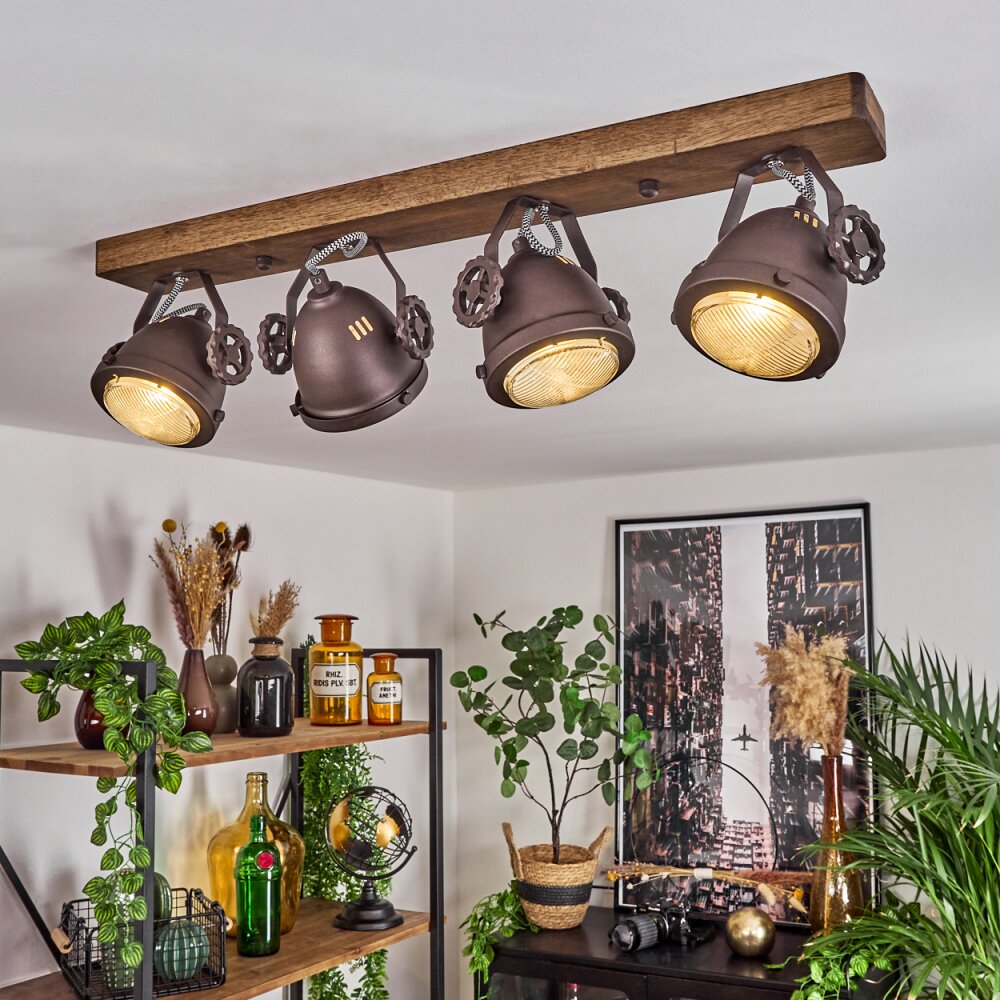Herford Deckenleuchte Holz dunkel, 4-flammig main product photo