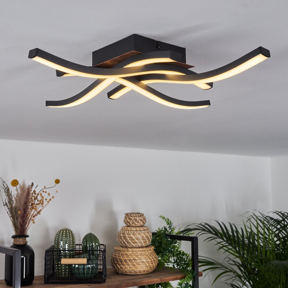 Odda Deckenleuchte LED Holzoptik, Schwarz, 4-flammig main product photo