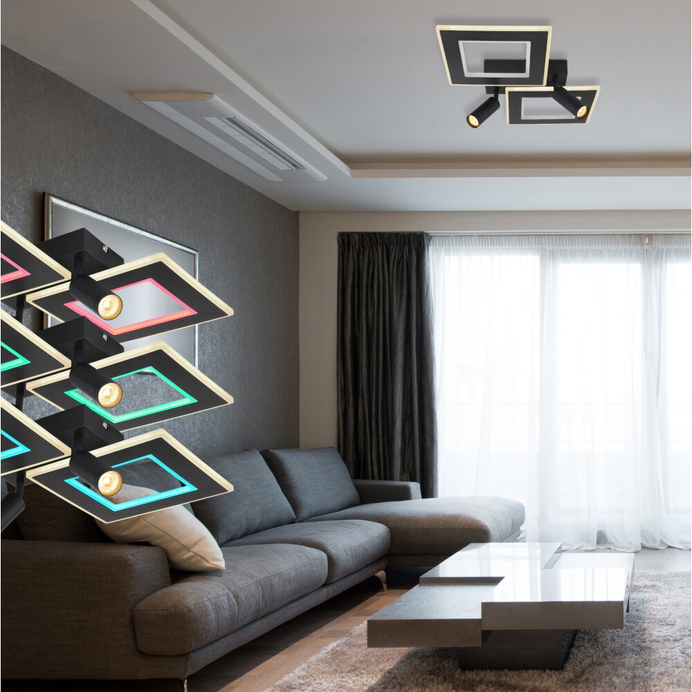 Globo MARIAN Deckenleuchte LED Schwarz, 1-flammig, Fernbedienung, Farbwechsler main product photo