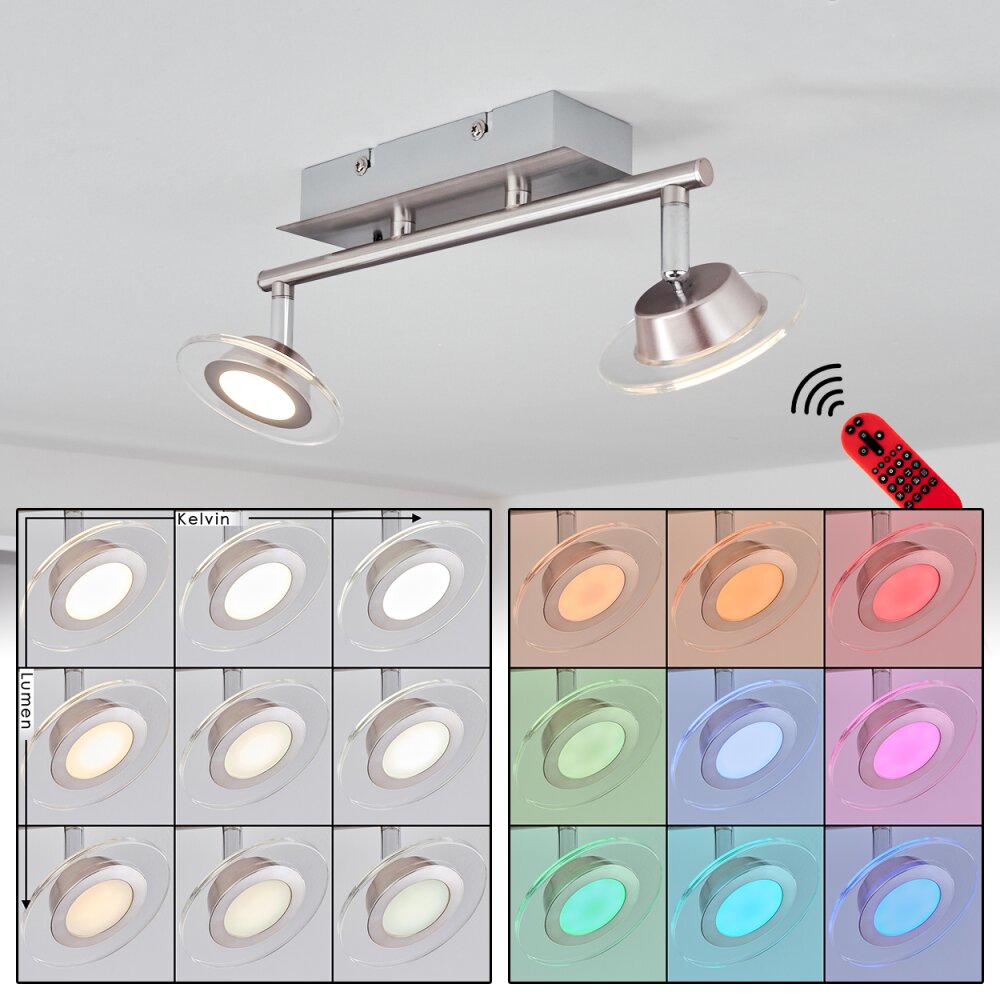 Marsen Deckenleuchte LED Nickel-Matt, 2-flammig, Fernbedienung, Farbwechsler main product photo