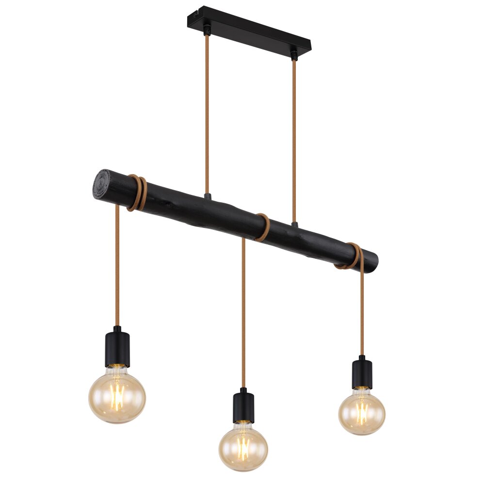 Globo GREGOR Hängeleuchte Holz dunkel, Schwarz, 3-flammig main product photo