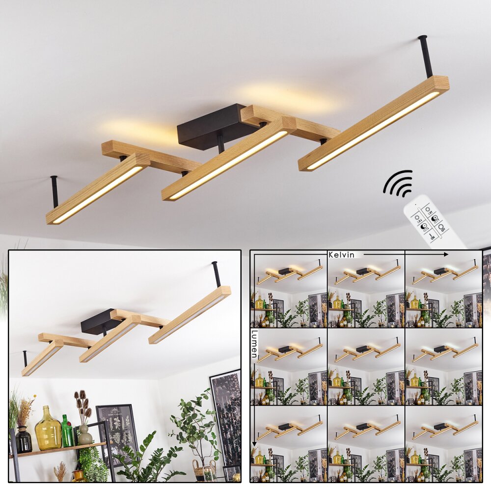 Disentis Deckenleuchte LED Naturfarben, Schwarz, 1-flammig, Fernbedienung main product photo