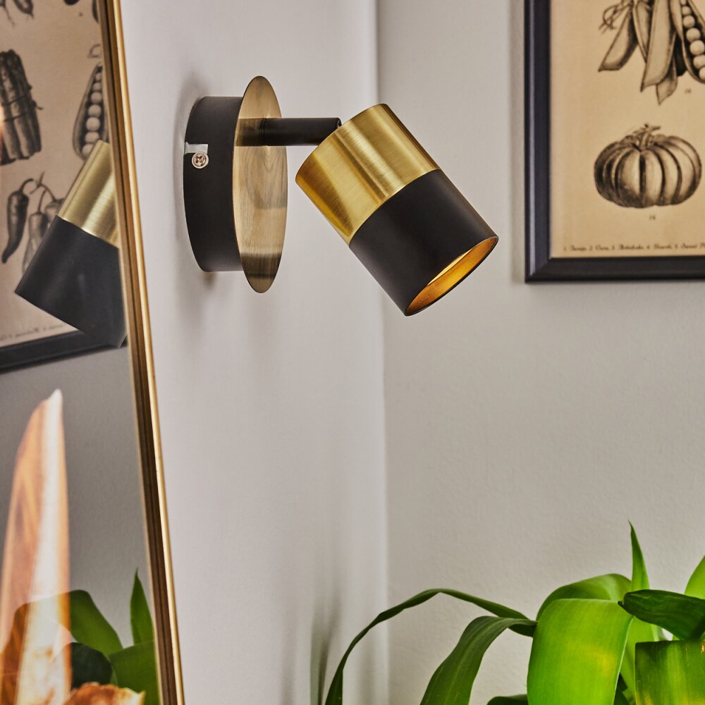 Neftenbach Wandleuchte Messing, Schwarz, 1-flammig main product photo
