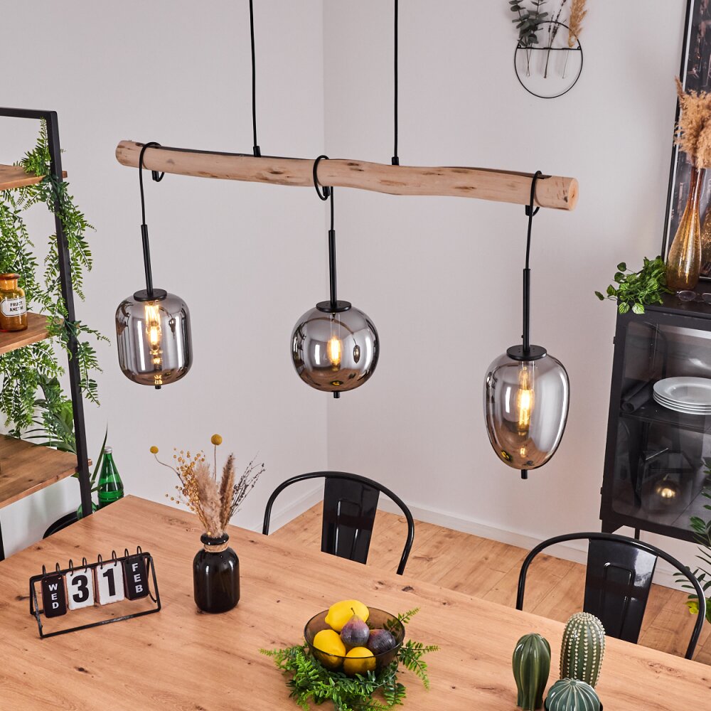 Verbania Hängeleuchte Naturfarben, Schwarz, 3-flammig main product photo