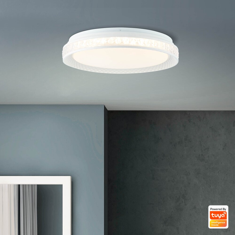 Brilliant Leuchten Burlie Deckenleuchte LED Weiß, 1-flammig, Fernbedienung, Farbwechsler main product photo
