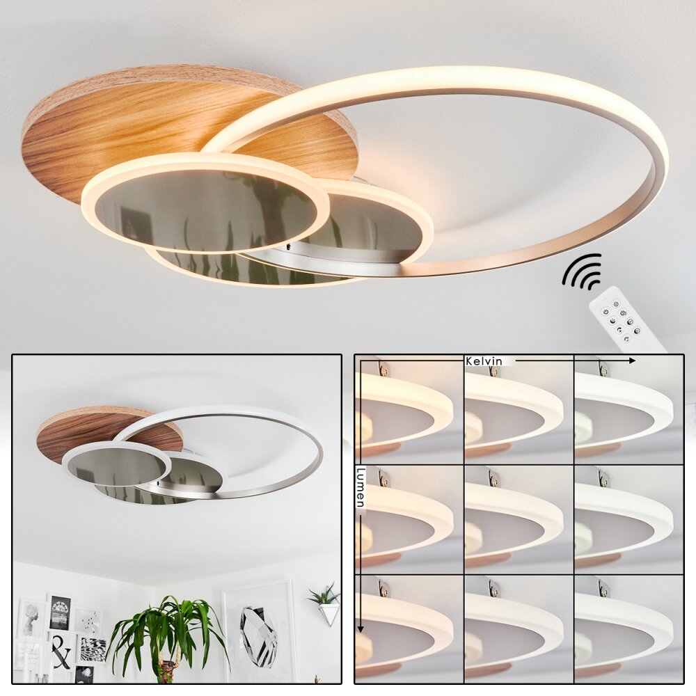 Blandford Deckenleuchte LED Naturfarben, Nickel-Matt, Silber, 1-flammig, Fernbedienung main product photo