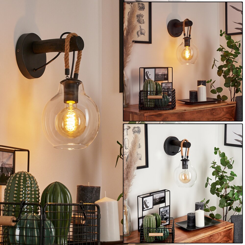 Landrienne Wandleuchte Naturfarben, Schwarz, 1-flammig main product photo