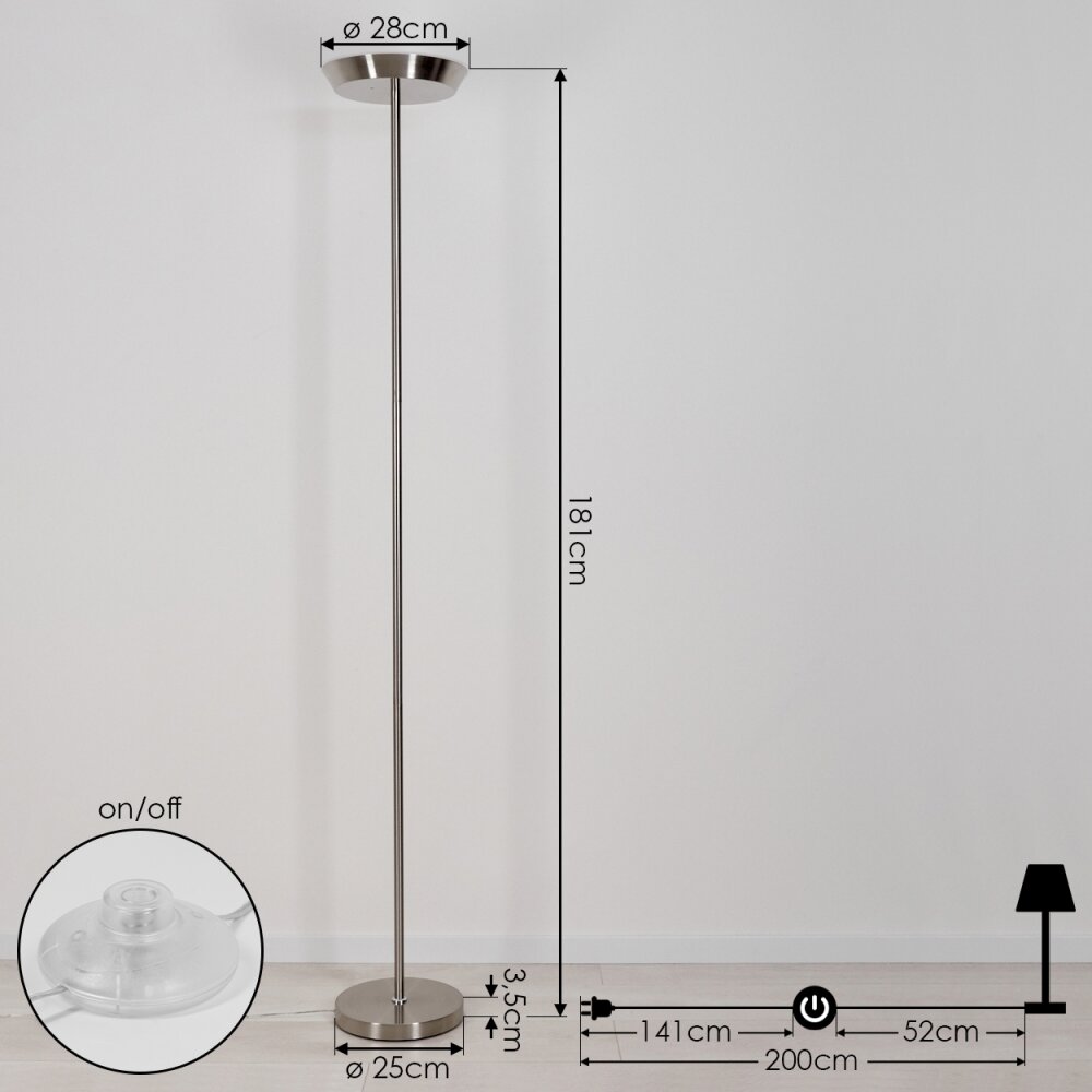 Theron Deckenfluter LED Nickel-Matt, 1-flammig, Fernbedienung