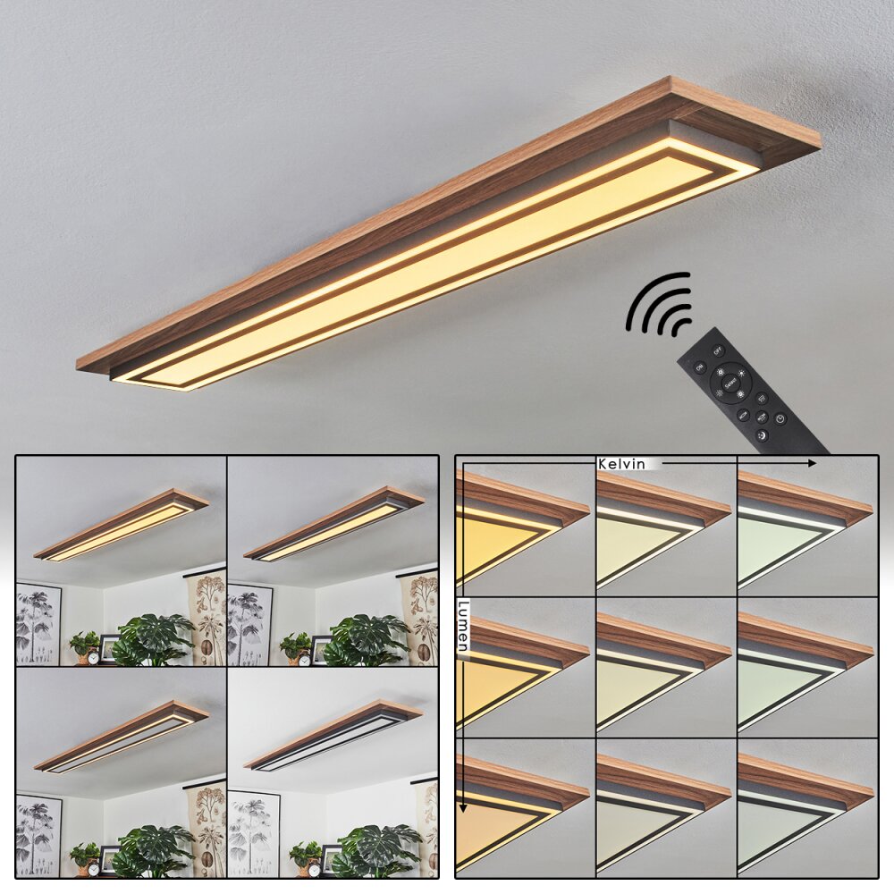 Blandford Deckenpanel LED Braun, Holzoptik, Schwarz, 2-flammig, Fernbedienung main product photo