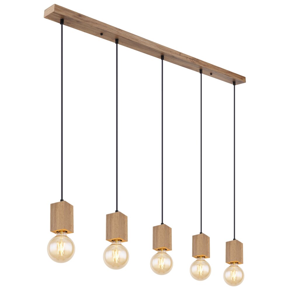 Globo ERNA Hängeleuchte Holz hell, Schwarz, 5-flammig main product photo