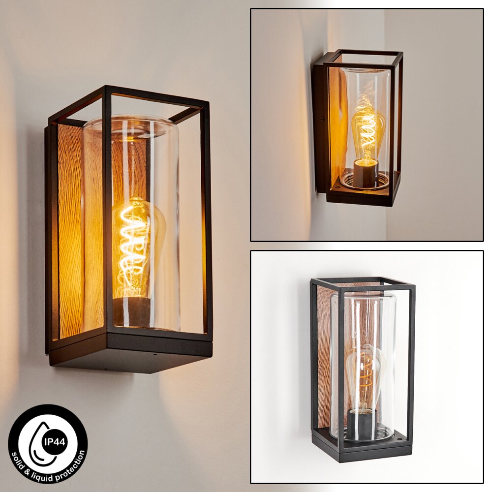 Palanga Außenwandleuchte Braun, Holzoptik, Schwarz, 1-flammig main product photo