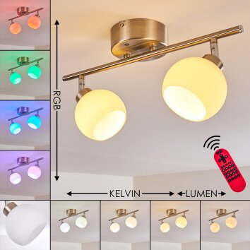 Motala Deckenleuchte LED Nickel-Matt, 2-flammig, Fernbedienung, Farbwechsler