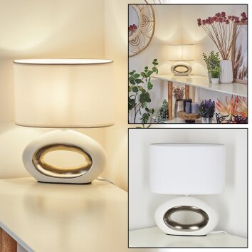 Kumpuranta Tischleuchte Nickel-Matt, Weiß, 1-flammig Kumpuranta Tischleuchte Nickel-Matt, Weiß, 1-flammig