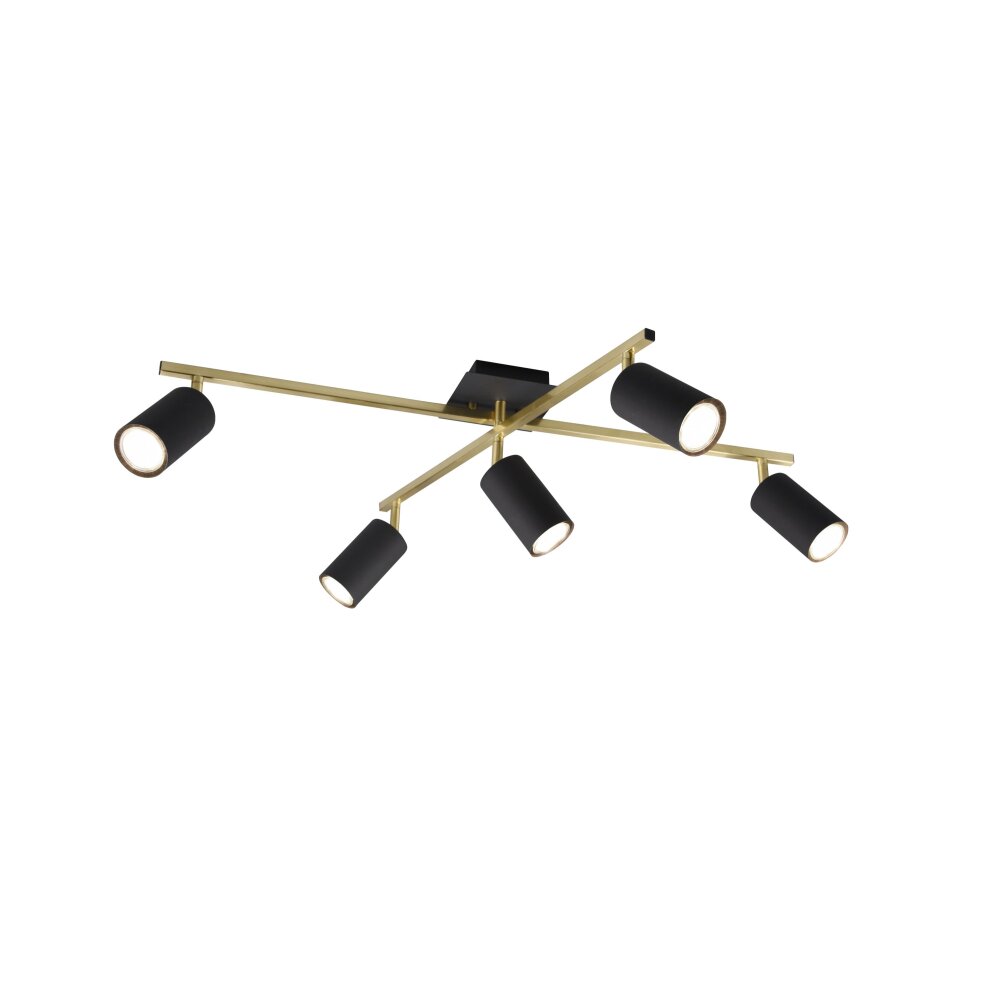 Trio Leuchten Marley Deckenleuchte Schwarz-Gold, 5-flammig