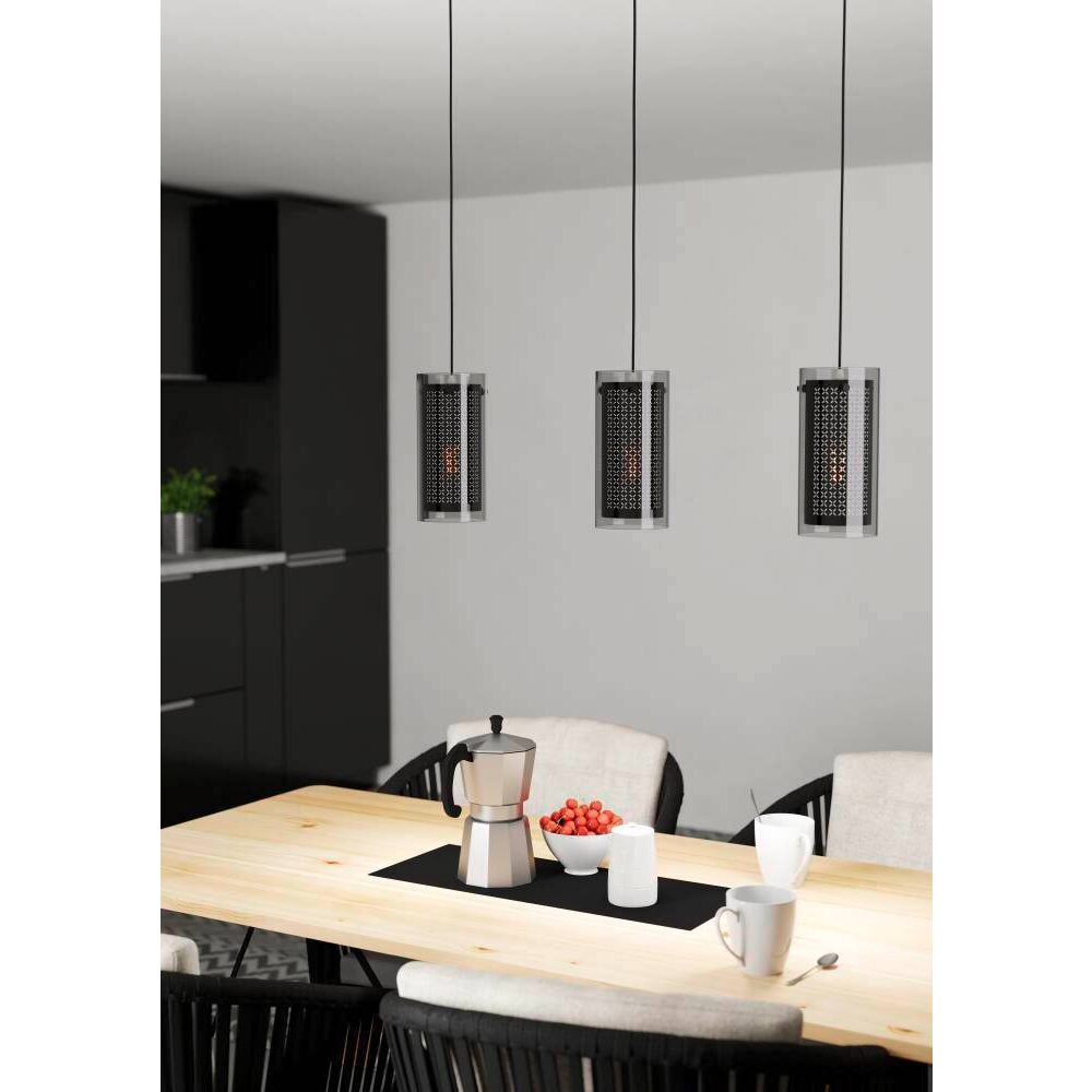 Eglo PINTO TEXTIL Hängeleuchte Schwarz, 3-flammig main product photo