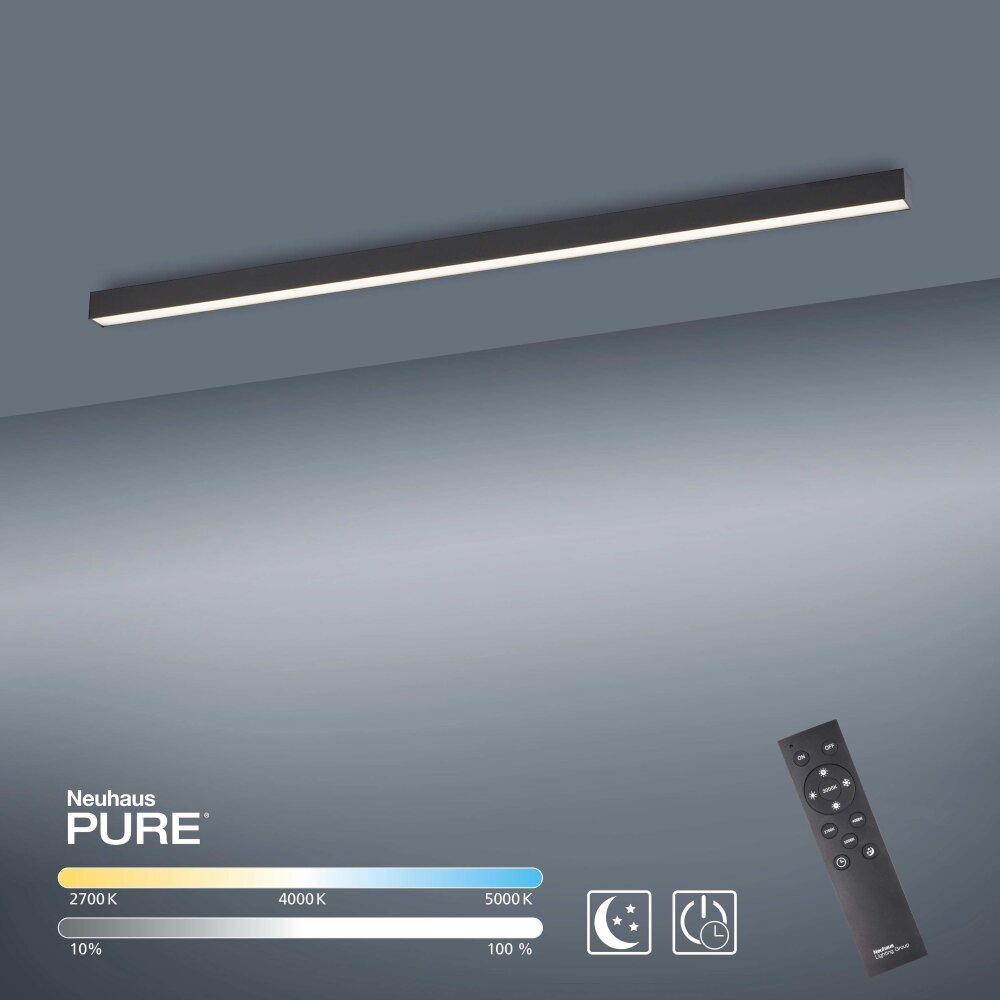 Paul Neuhaus PURE-LINES Deckenleuchte LED Anthrazit, 1-flammig, Fernbedienung