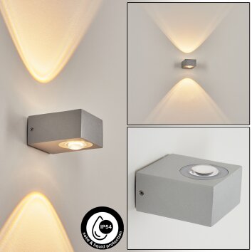 Curvel Außenwandleuchte LED Silber, 2-flammig