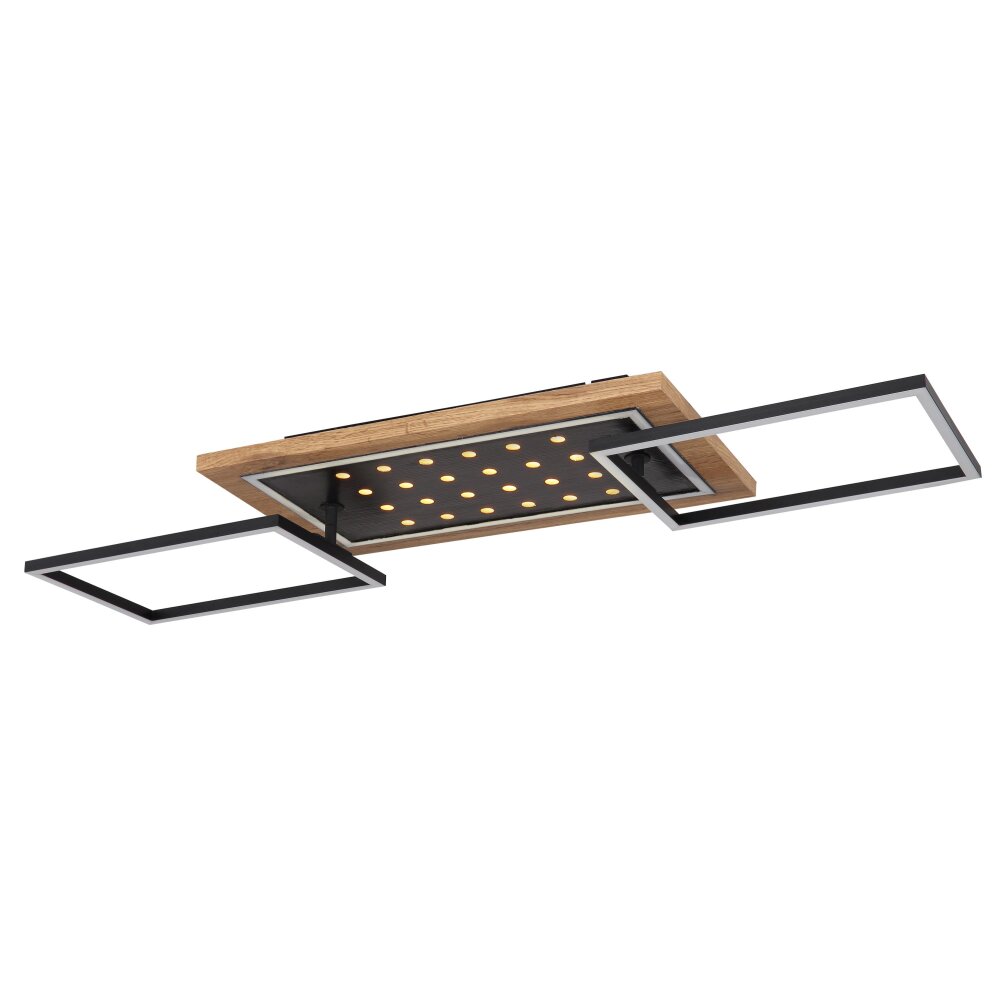 Globo JIMBO Deckenleuchte LED Holz dunkel, Schwarz, 2-flammig