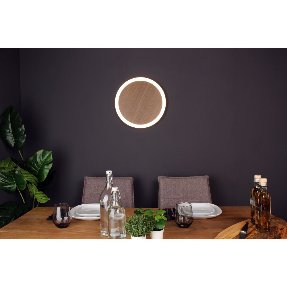 Luce Design MOON Wandleuchte LED Braun, Holzoptik, Schwarz, 1-flammig main product photo
