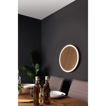 Luce Design MOON Wandleuchte LED Braun, Holzoptik, Schwarz, 1-flammig